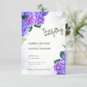 Invitation Automne bleu Nature Purple Hydrangea Mariage