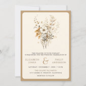 Invitation Automne Bohème Code QR Photo Fleur Sauvage Mariage (Devant)