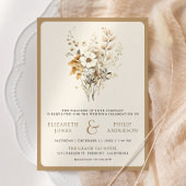 Invitation Automne Bohème Code QR Photo Fleur Sauvage Mariage