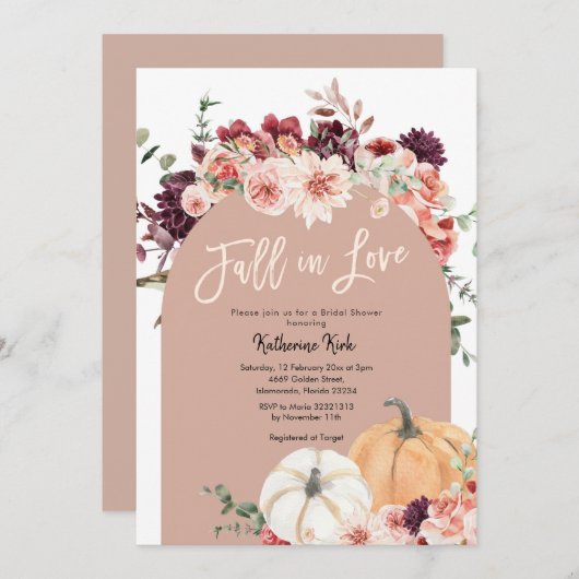 Invitation Automne Bohème moderne Arc automne en amour (Devant / Derrière)