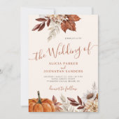 Invitation automne boho botanique ivoire mariage (Devant)