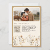Invitation Automne Boho Fleur sauvage photo QR Code Mariage (Dos)