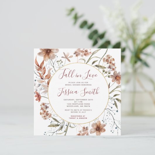 Invitation Automne Boho Fleurs sauvages tombent en Fête des m (Debout devant)