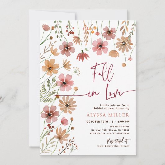 Invitation Automne Boho Fleurs sauvages tomber dans l'amour F (Devant)