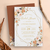 Invitation Automne Boho Floral or Fête des mariées géométriqu