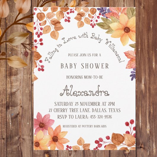 Invitation Automne Boho Floral Tomber dans le Baby shower d'a