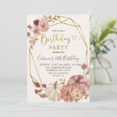 Invitation Automne Boho géométrique Floral Citrouille fête d' (Debout devant)