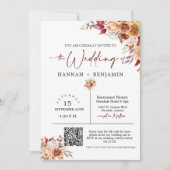 Invitation Automne Boho Mariage Moderne Minimal QR Code Photo (Devant)