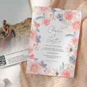Invitation Automne boho noms floraux photo Qr code mariage