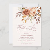 Invitation Automne Boho Rose Fleur d'aquarelle Fête des marié (Devant)