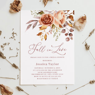 Invitation Automne Boho Rose Fleur d'aquarelle Fête des marié