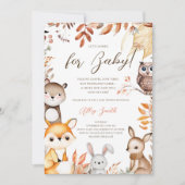 Invitation Automne Bois Animaux Rustiques Baby shower d'autom (Devant)