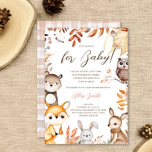 Invitation Automne Bois Animaux Rustiques Baby shower d'autom