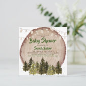 Invitation Automne Bois Rustique Baby shower en tranches de b (Debout devant)