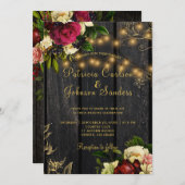 Invitation Automne bois rustique et lumières à cordes mariage (Devant / Derrière)