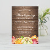 Invitation Automne Bois rustique | Thanksgiving Dinner Party (Debout devant)