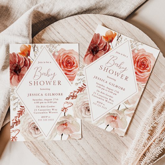 Invitation Automne Botanique Boho Floral Baby shower neutre