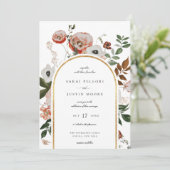 Invitation Automne Botanique Floral Arc Mariage (Debout devant)