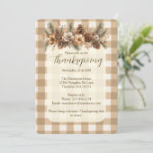 Invitation Automne Botanique Woodland Brown En vichy Thanksgi (Debout devant)