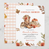 Invitation Automne Botte Florale Rustique Citrouille Couple D (Devant / Derrière)