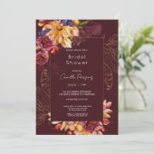 Invitation Automne Bourgogne Aquarelle Fête des mariées Flora (Debout devant)