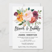 Invitation Automne Bourgogne Blush Brunch Floral & Bubbly (Devant)