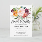 Invitation Automne Bourgogne Blush Brunch Floral & Bubbly (Debout devant)