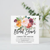 Invitation Automne Bourgogne Brousse Floral Fleur Fête des ma (Debout devant)