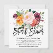 Invitation Automne Bourgogne Brousse Floral Fleur Fête des ma (Devant)