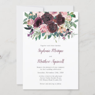 Invitation Automne Bourgogne Dusty Blush Peach Mariage botani