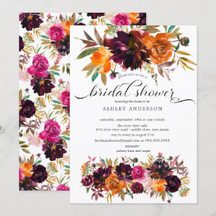Invitation Automne Bourgogne et Fête des mariées Florale Oran