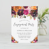 Invitation Automne Bourgogne Fleurs automne (Debout devant)