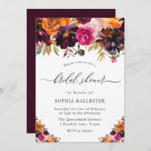 Invitation Automne Bourgogne Fleurs Fête des mariées d'automn (Devant / Derrière)