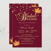 Invitation Automne Bourgogne-Marsala Fête de l'mariée (Devant / Derrière)