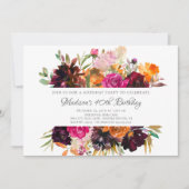 Invitation Automne Bourgogne & Orange Fête d'anniversaire Flo (Devant)