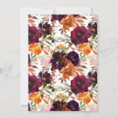 Invitation Automne Bourgogne & Orange Floral Jeu de Bingo (Dos)