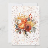 Invitation Automne Bourgogne Orange Floral Mariée et Mariage  (Dos)