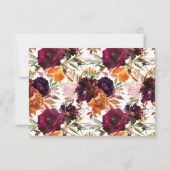 Invitation Automne Bourgogne Orange Floral Mots de sagesse Ca (Dos)