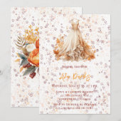 Invitation Automne Bourgogne Orange Robe Florale Fête des mar (Devant / Derrière)