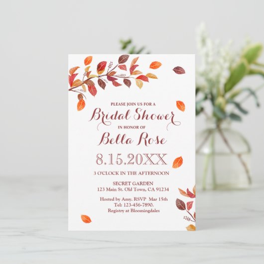 Invitation Automne Branche Automne Feuilles Automne Invitatio (Debout devant)