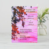 Invitation Automne Brown Orange Feuilles tourbillon rose Mari (Debout devant)