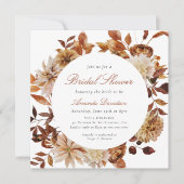 Invitation Automne Burange Orange Floral Boho Fête des mariée (Devant)
