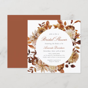 Invitation Automne Burange Orange Floral Boho Fête des mariée