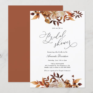 Invitation Automne Burange Orange Floral Fête des mariées Boh
