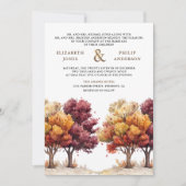 Invitation Automne Burgundy Arbres d'automne Photo QR Code Ma (Devant)