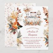 Invitation Automne Burgundy Orange Floral (Devant / Derrière)
