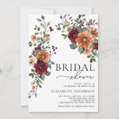 Invitation Automne Burgundy Terracotta Fête des mariées Flora (Devant)