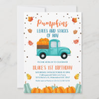 Automne Camion bleu Orange Citrouille Boys Anniver