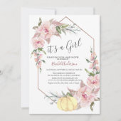 Invitation Automne C'est une fille Citrouille Baby shower Inv (Devant)