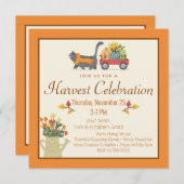 Invitation Automne Chat Rustique & Citrouille Thanksgiving (Devant / Derrière)